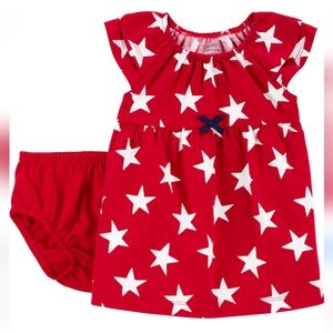 Carter's Child Baby Girl Patriotic Dress, 2-Piece 0-3 Months Red White Blue
